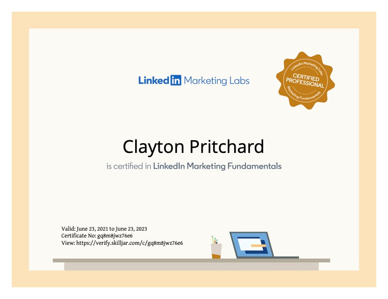 LinkedIn Marketing Labs Certification - Clayton Pritchard